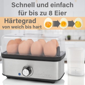 Aparat de fiert oua ProfiCook PC-EK 1275, capacitate 8 oua, 400W, inox - Img 2
