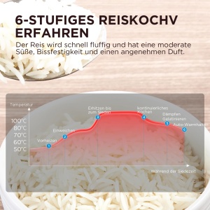Aparat de orez Midea, multicooker cu 11 programe, aragaz de orez 5 L pentru 2-10 persoane, aragaz lent si abur cu functie de mentinere la cald 24 de ore, cronometru, incl. insertie pentru abur, lingura si cana de masurare, negru si argintiu - Img 3