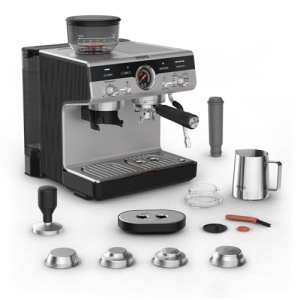 Aparat de portafiltru manual Krups Precision cu rasnita, aparat de cafea barista cu interfata de control intuitiva, setari de pre-infuzie, espressor cu bagheta de abur, incalzire rapida, XP801T10 - Img 2