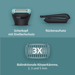 Aparat de ras electric Philips Bodygroom 5000 BG548015, 100 duscfest, 100 min autonomie - Img 3