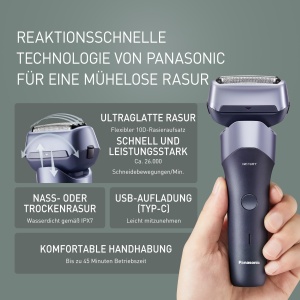 Aparat de ras Panasonic Series 500 ES-ERM3FV503 Violet USB-C IPX7 - Img 2