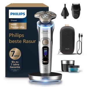 Aparat de ras Philips i9000 Prestige Ultra XP940438 crom pentru ras umed si uscat cu senzor de presiune si miscare