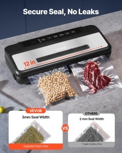 Aparat de sigilare in vid VEVOR 80 Kpa, 120 W, aparat de sigilare in vid pentru alimente, aparat de etansare cu film 7 in 1, sistem automat de etansare a aerului cu cutter integrat, cu 10 pungi de vid si 1 rola de sac - Img 5