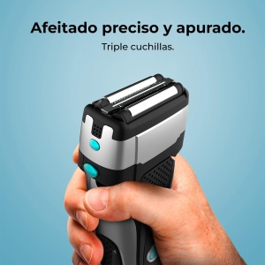 Aparat de tuns barba fara fir Cecotec, aparat de ras cu folie PrecisionCare X-Trimm Triple. 3 lame din otel inoxidabil, afisaj, autonomie de 60 de minute, protectie IPX6. - Img 3