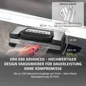 Aparat de vidat alimente CASO VRH 690, 150 cicluri, 20 Lmin, cu accesorii - Img 3