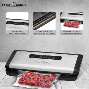 Aparat de vidat ProfiCook PC-VK 1146, 12 Lmin, 120W, otel inoxidabil, 18 pungi incluse - Img 4