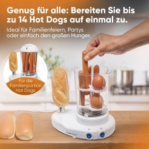 Aparat Hot Dog si Oua Clatronic HDM 3420 EK, Capacitate 14 Carnati, 6 Oua, 380W - Img 2