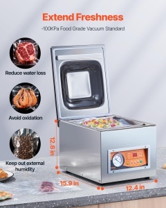 Aparat Vakuum VEVOR DZ-260S-V2, 260 W, 26 cm, inox - Img 2