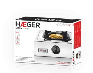 Aragaz portabil HAEGER SAFINE, dublu brenner din bronz, inox, 110 mm - Img 3