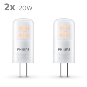 Arzator standard LED Philips, inlocuitor pentru halogen 20W, priza G4, lumina alba calda 2700K, pachet dublu, generatie veche - Img 3