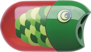 Ascutitoare cu doua fete Faber-Castell cu radiergummi, pentru creioane standard si jumbo, motiv Fisch - Img 1