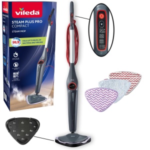 Aspirator cu aburi Vileda Steam Plus Pro Compact, 4 nivele abur, pentru suprafete sensibile