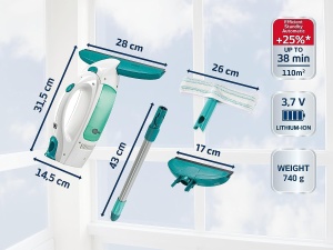 Aspirator de geamuri Leifheit Dry Clean, 28 cm, cu acumulator, sistem Click - Img 8