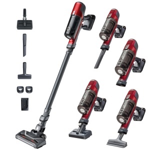 Aspirator fara fir Rowenta X-Pert 6.60 Animal, putere 100W, autonomie de 45 min, fara fir si fara sac, duza LED, baterie detasabila, incl. duza pentru crapaturi, suport de perete si perie pentru par de animale de companie, rosu/negru, RH6878 - Img 1