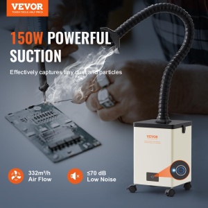 Aspirator fum de lipit VEVOR XF250U, 150W, 332 mh, 3 filtre, compact si mobil - Img 4