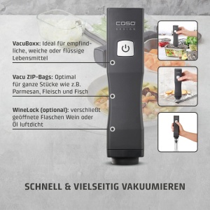 Aspirator manual CASO Vacu OneTouch Eco-Set, 150 minute autonomie, negru - Img 6