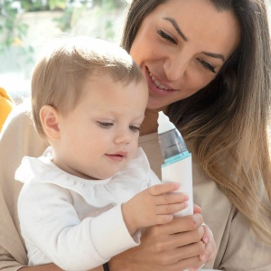 Aspirator nazal electric pentru bebelusi Nizi InnovaGoods, 6 trepte, alb-albastru - Img 6