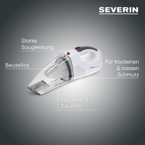 Aspirator portabil Severin HV 7144, 7.4V, 3-in-1, albrosu - Img 3