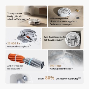Aspirator robot DJI ROMO A, 25000 Pa, auto-curatare, design transparent - Img 2