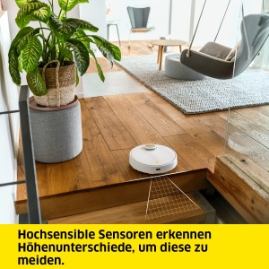 Aspirator robot Karcher RCV 3 cu functie de stergere, control inteligent al aplicatiei, navigatie laser LiDAR, cartografiere, detectarea camerelor si a obstacolelor, 2500 Pa, autonomie de 120 min, pentru podele dure si covoare, alb - Img 7