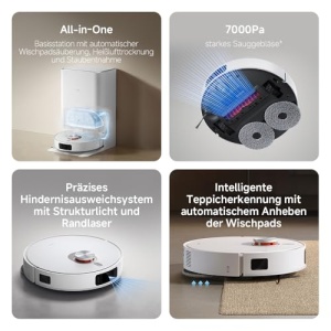Aspirator robot Xiaomi X20 Pro 7000 Pa Sistem dual mop Capacitate 75 zile - Img 2