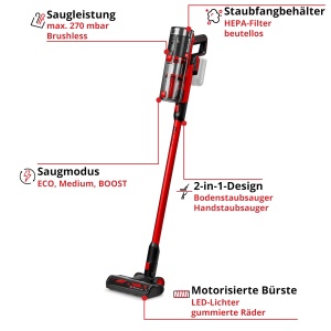 Aspirator vertical Einhell TE-SV 18270 Li BL-Solo, 270 mbar, fara sac, motor Brushless - Img 3