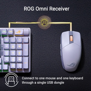 ASUS ROG Strix Impact III Wireless Gaming Mouse Alb (ROG AimPoint Optical Sensor, ROG SpeedNova Wireless, Bluetooth, Durata lunga de viata a bateriei, ROG Omni Receiver: Tastatura si mouse cu Dongle, Alb) - Img 6
