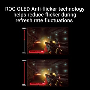 ASUS ROG Strix OLED XG27ACDNG - 27 Zoll WQHD Gaming Monitor - 360 Hz, 0.03ms GtG, G-Sync, FreeSync, AdaptiveSync, DisplayHDR 400 - QD-OLED, 16:9, DP 1.4 DSC, HDMI 2.1, USB-C mit 90W, USB-Hub, Ergo. - Img 4