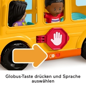 Autobuz scolar jucarie Fisher-Price cu muzica si lumini, 2 figurine - Img 3