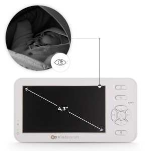Babyphone Kinderkraft NITEEYE TRAVEL cu camera, monitor 4,3, fara WLAN, alb - Img 8