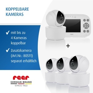 Babyphone Reer BabyCam XL Move cu Camera, 4,3 inch, 300 m, AlbGri - Img 4