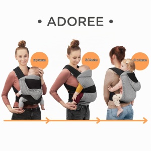 Babytrage Ergonomica Kindekraft ADOREE, 3-20 kg, 2 Tragemodi, Gri - Img 2