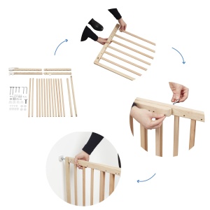 Badabulle Deco Pop, poarta extensibila din lemn pentru bebelusi | Latime de 63 pana la 106 cm | Grile sub presiune sau cu surub pentru usi pentru copii si porti de scari - Img 7