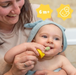 Badabulle Periuta de dinti bebe din silicon cu 3 capete interschimbabile ergonomica si sigura - Img 3