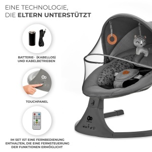 Balansoar electric Kinderkraft LUMI 2, 5 moduri de balansare, 12 melodii, gri - Img 4