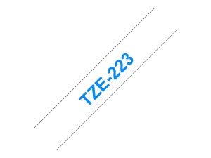 Banda de Etichete Brother TZe-223, 9mm x 8m, Albastru pe Alb, Laminata - Img 2