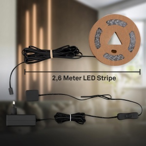 Banda LED Briloner 2,6m, lumina calda, cu intrerupator, pentru decorare - Img 8