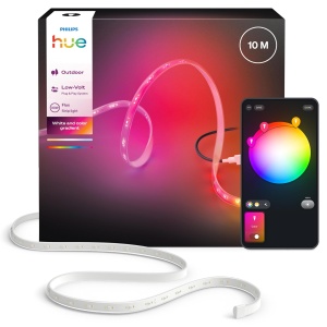 Banda LED Philips Hue Flux Outdoor, 10 metri, 3000 lm, colorata, rezistenta la intemperii