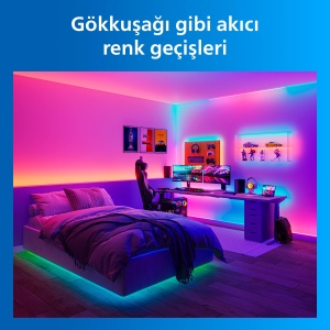 Banda LED Philips Smart Lighting RGBICWW, 5 m, Culoare Multicolora, Control Smart - Img 4