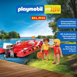 Barca de salvare PLAYMOBIL My Life 72280 cu motor si accesorii pentru copii - Img 3