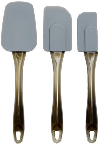 Basics - Racleta de aluat dreptunghiulara, silicon, set de 3 piese, 16,5 cm, gri