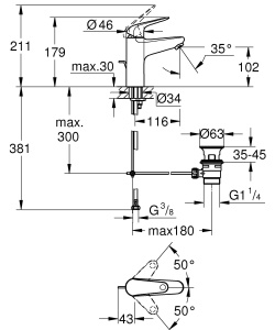 Baterie baie GROHE Swift 24325001 crom economisire apa montare usoara - Img 2