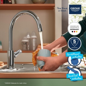 Baterie chiuveta bucatarie GROHE StartEdge 30529001 crom rotire 360deg montaj fara scule - Img 4