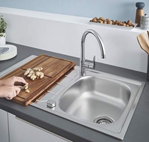 Baterie de bucatarie GROHE BauEdge, crom, 360 rotire, inaltime mare - Img 4