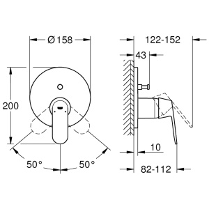 Baterie de cada Grohe Eurosmart 24045000, crom, design cosmopolit, 27 lmin - Img 5