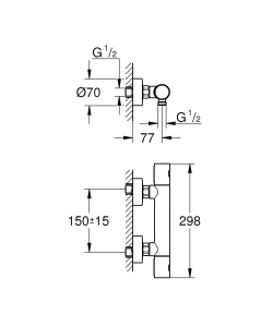 Baterie de dus GROHE Precision Get, crom, cu tehnologie de economisire a apei - Img 2