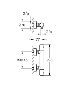 Baterie de dus termostatica GROHE Grohtherm 800, crom, cu protectie la 38C - Img 3