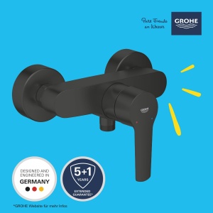 Baterie dus GROHE Start 322792432 montaj pe perete maner metalic finisaj negru mat - Img 2