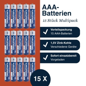 Baterii AAA Grundig R03 Zinc Carbon 1.5V 325mAh 15 buc - Img 2