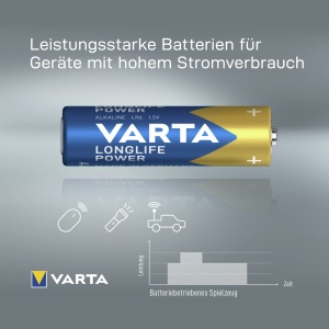 Baterii Alkaline VARTA Longlife Power AA, 12 bucati, 1.5V, made in Germany - Img 4
